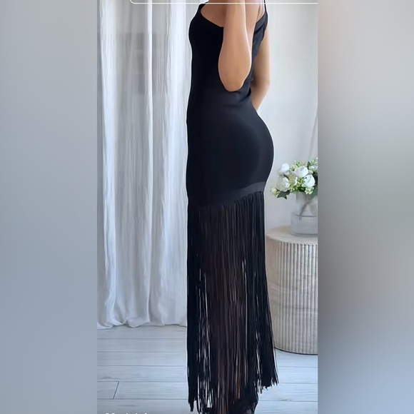 NWT ZARA LONG STRETCH FRINGE DRESS SIZE S - Picture 6 of 12